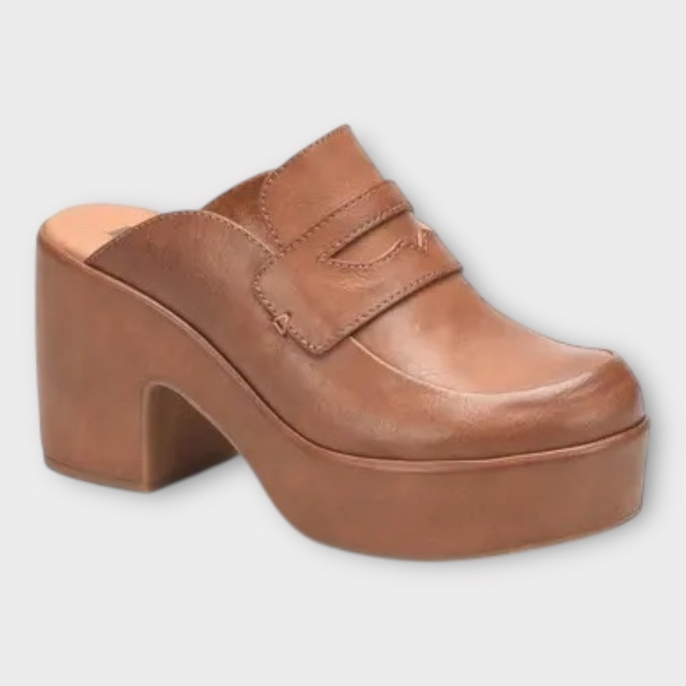 NWOT Korks Stonegate Platform Tan Clogs Sz 11 - Picture 8 of 8